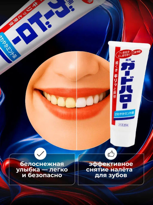 KAO Зубная паста "Guard Hello" для профилактики кариеса с фтором (освежающая мята) 165 г