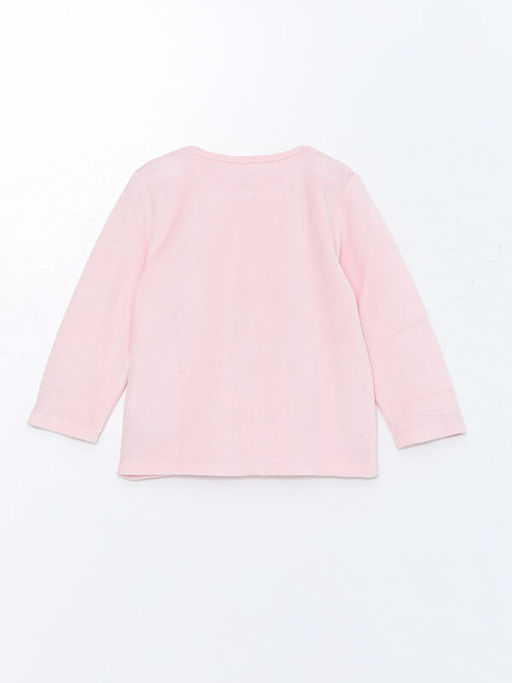 Bisiklet Yaka Kadife K?z ?ocuk Pijama Tak?m?