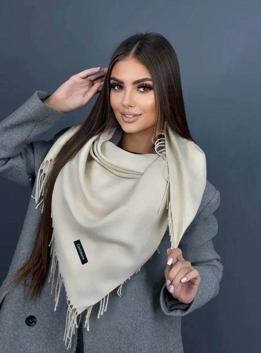 K13582 Палантин 100/100 хлопок СВ_БЕЖЕВЫЙ