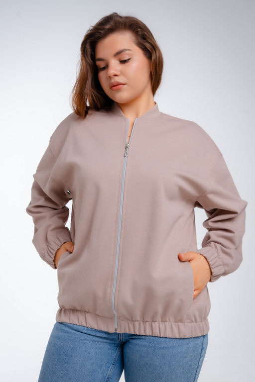 Бомбер из коттон фита какао макси - Амадэль фото 22