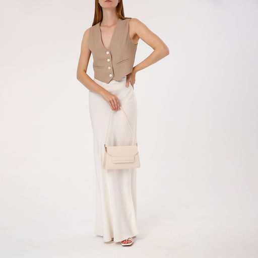 Сумка женская мессенджер без застёжки, 26×7×15 см, бежевая