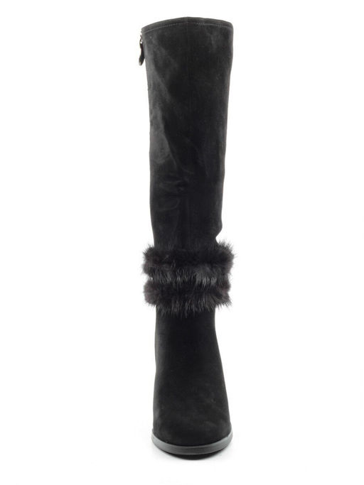 02-1686-1461MB-1 BLACK Сапоги женские (натуральная замша, натуральный мех (еврозима))