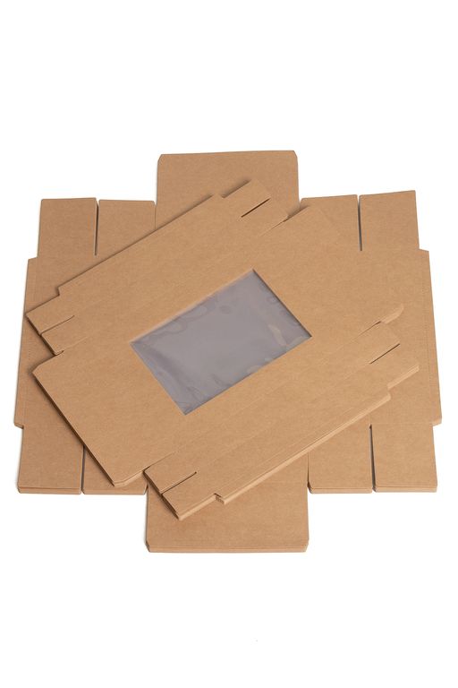 Коробка крафтовая с окошком 30*23*9 см (12 шт) SF-7168, натуральный - No name фото 2