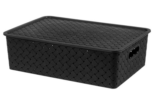 Корзинка с крышкой 7,5 л 35*24,5*10,5 см "Береста" черная (модель 522107)