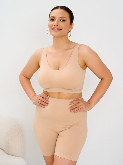 Комплект бюстгальтеров бесшовных, 2 шт. MR004-1SS3 black, beige