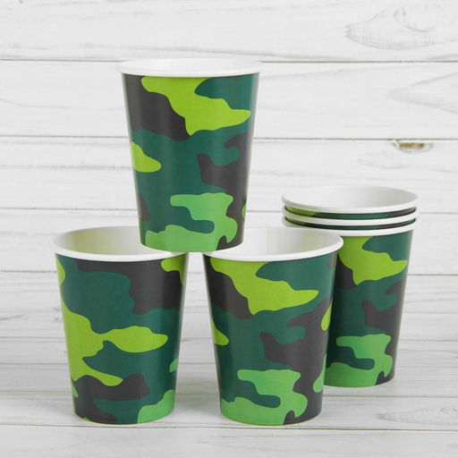 Цена за 2 шт. Стакан одноразовый бумажный «Камуфляж», 250 мл, набор 6 шт.