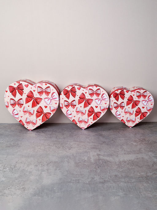 Коробка подарочная 3 штуки Сердце / 1159 /уп 24/16*18.3*7/18*20.3*8/20*22.3*9cm - ГалеонТрейд фото 3