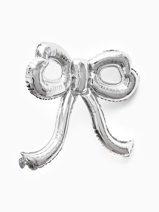 Цена за 2 шт. Воздушный шар фольгированный 22" «Бант», серебро