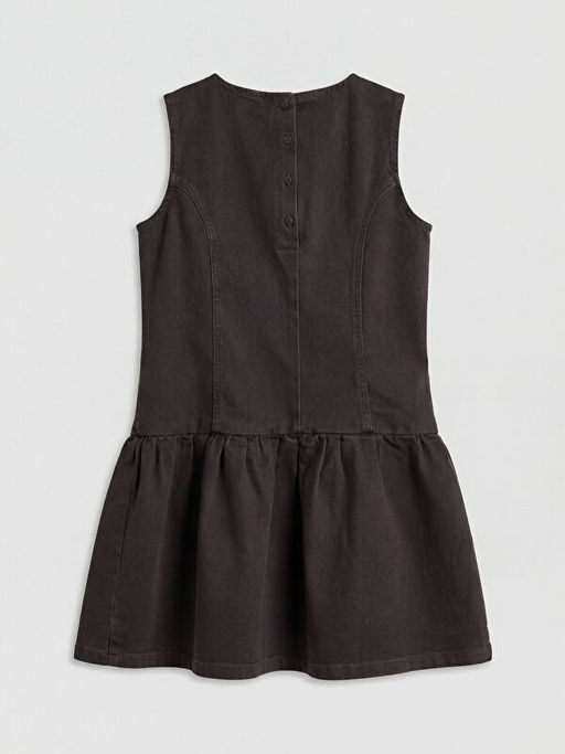 Bisiklet Yaka Fiyonk Detayl? K?z ?ocuk Jean Elbise