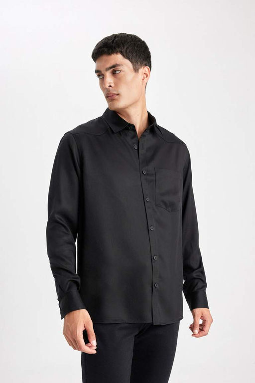 Рубашка стандартного кроя с длинным рукавом - Defacto фото 6