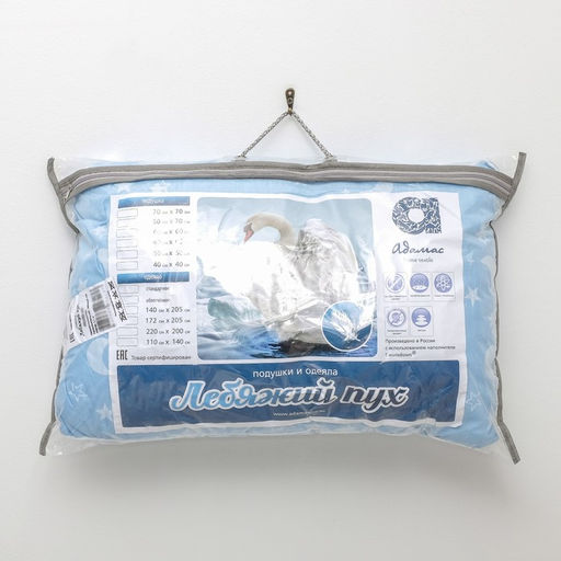 Подушка Адамас Лебяжий пух, размер 40х60 см, чехол поликоттон  фото 2