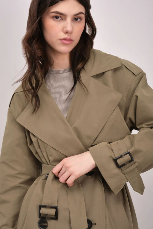 Двубортный темно-бежевый плащ-макси - Incity фото 5