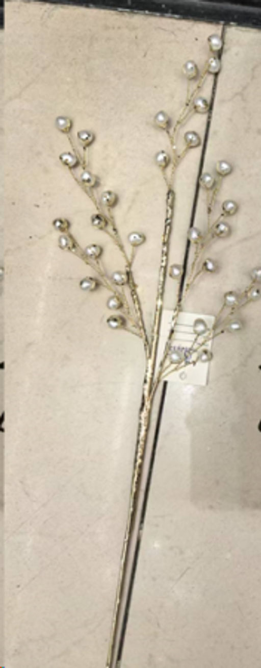Ветка декоративная стеклярус 40 см / CW0427-14 /уп 725/ 35 жемчужина
