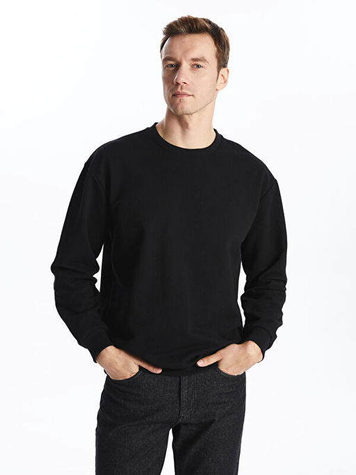 Bisiklet Yaka Uzun Kollu Erkek Sweatshirt