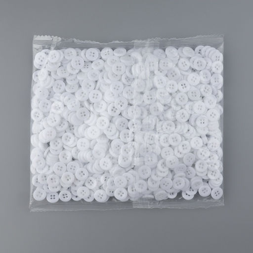 Цена за 1000 шт. Пуговица 4 прокола, d = 10 мм, цвет белый, цена за 1 штуку