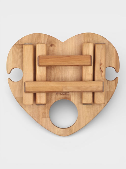 Подарочный набор посуды Adelica С любовью, столик для вина d=32 см, менажница d=25 см, подсвечник d=8 см, дерево берёза