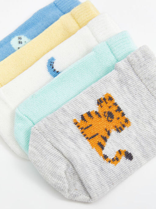 Nak??l? Erkek Bebek Patik ?orap 5li