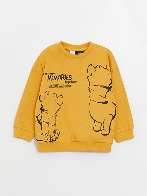 Bisiklet Yaka Uzun Kollu Winnie the Pooh Bask?l? Erkek Bebek Sweatshirt ve Pantolon 2li Tak?m - Waikiki фото 2