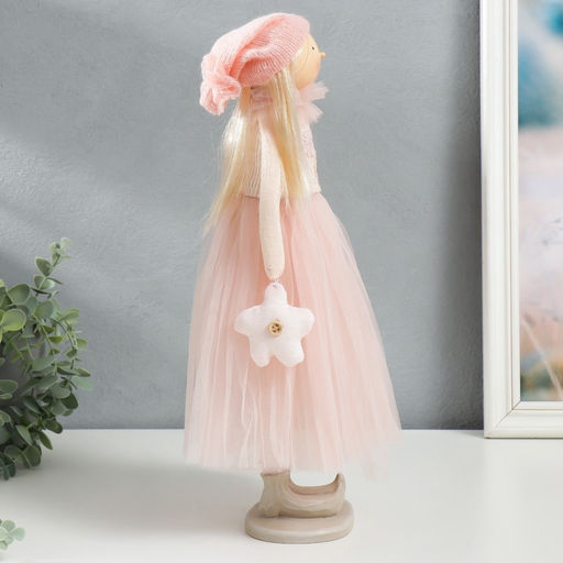 Интерьерная кукла текстильная Малышка в розовом, с цветком, с длинными волосами, 41.5?14.5?16 см - Simaland фото 4