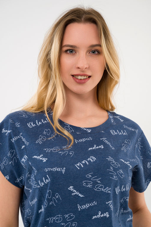 Пижама женская из футболки и шорт из кулирки Бонжур голубой - Амадэль фото 7