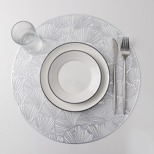 Набор салфеток сервировочных на стол Доляна Веер, d=38 см, 4 шт, цвет серебряный фото 4