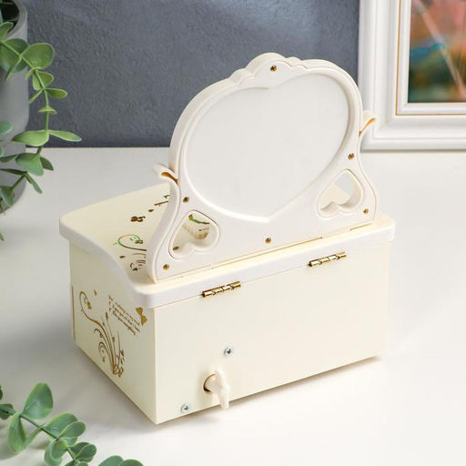 Шкатулка музыкальная механическая «Трельяж с золотым узором», пластик, 16.5×11×20 см