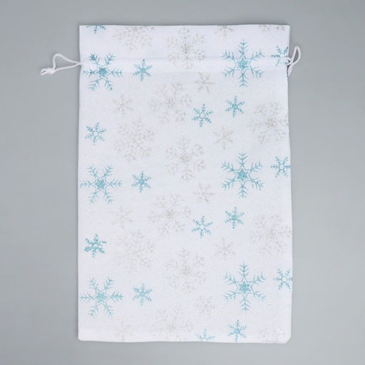 Цена за 5 шт. Мешочек подарочный холща Новогоднее чудо, снежинки, 20 х 30 см +/- 1.5 см - Дарите счастье фото 6