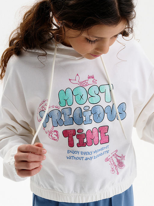 PELICAN, толстовка для девочек, Молочный  фото 2