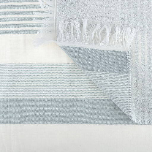 Полотенце махровое "Полосатый рейс" 70х140см, хлопок 100%, с бахромой, голубой (Китай)