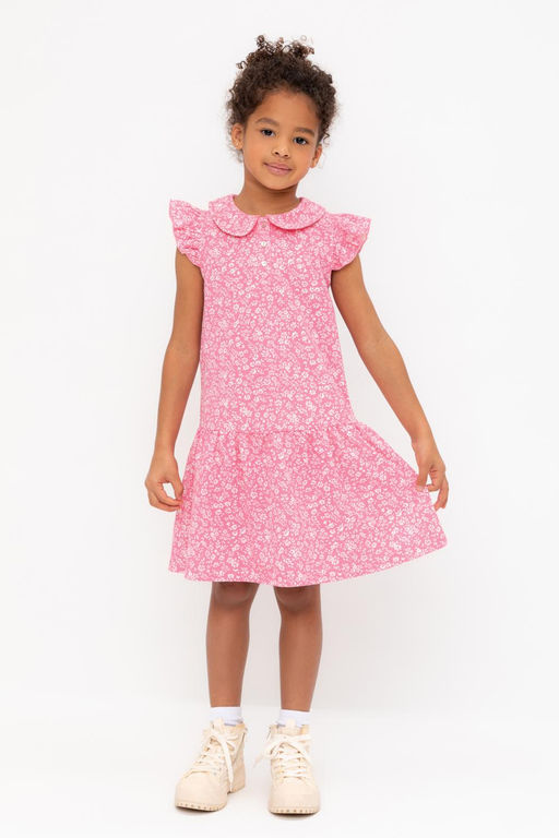 Crockid _ КР 5928-1/неоновый розовый,цветочки к555 платье для дев  фото 7