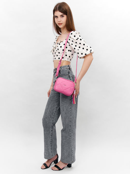 LACCOMA сумка Долли-ЛЦ802-светлая фуксия эко кожа хлопок фото 2