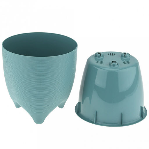 Горшок для цветов пластмассовый Де Коста 2,25л, д16см, h16см, со вставкой, на ножках, тиффани (Россия) - Домашняя мода фото 3