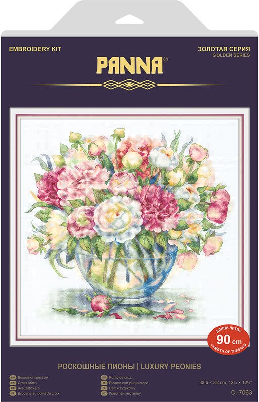 Набор для вышивания PANNA Золотая серия C-7063 Роскошные пионы 33 х 32 см