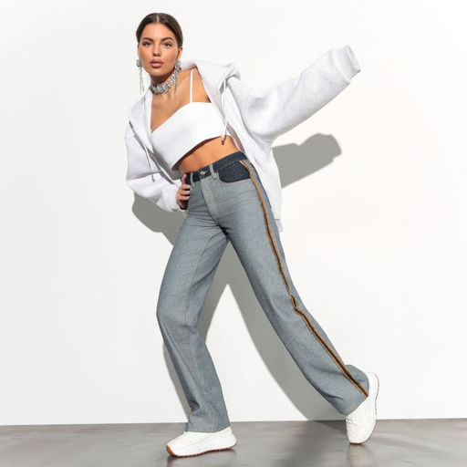 Джинсы прямые с эффектом изнанки Matera (dark blue) - Charutti фото 4