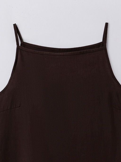 Блузка женская коричневая на тонких бретелях с поясом - Mark formelle фото 6