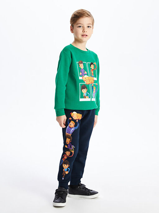 Bisiklet Yaka Rafadan Tayfa Bask?l? Uzun Kollu Erkek ?ocuk Sweatshirt - Waikiki фото 2