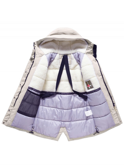 Парка зимняя подростковая для девочки с капюшоном бежевого цвета 9538B - Valianly фото 10