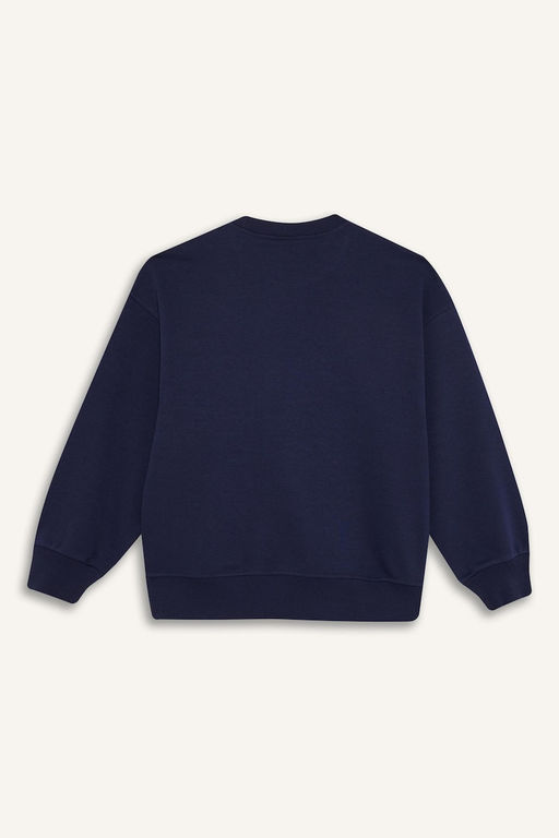 Oversize Geni_ Kal_p Bisiklet Yaka Bask_l_ Sweatshirt K_z _ocuk - Defacto фото 9