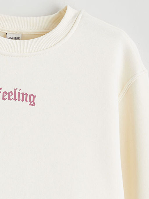 Bisiklet Yaka K?z ?ocuk Kal?n Sweatshirt