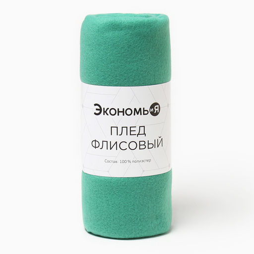 Плед флисовый «Экономь и Я», 150×200 см, плотность 160 г/м², изумрудный