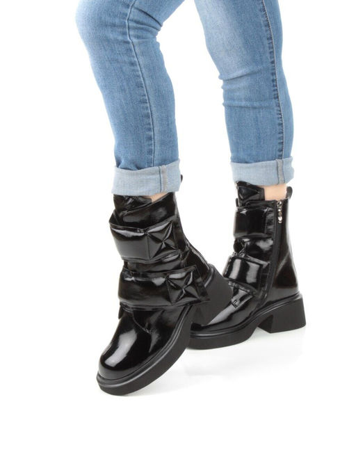 04-HSM710 BLACK Ботинки зимние женские (натуральная кожа, натуральный мех) - Фабричный китай фото 2