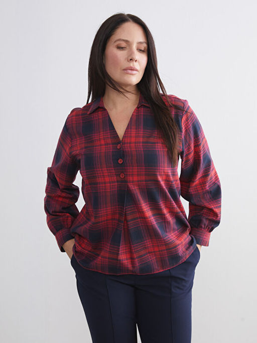 G?mlek Yaka Ekose Bluz