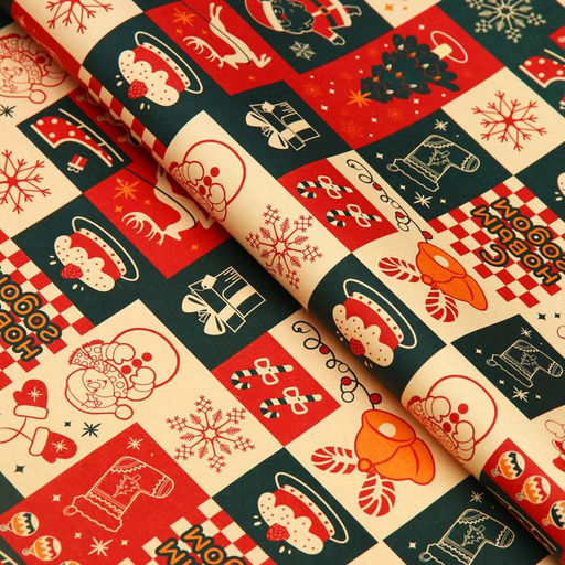 Цена за 10 шт. Бумага упаковочная новогодняя крафт белый «Календарь», 50×70 см