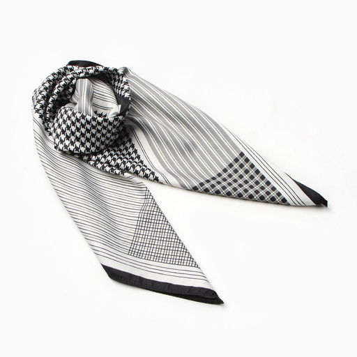 Платок женский MINAKU, размер 70×70 см, черный, серый, белый