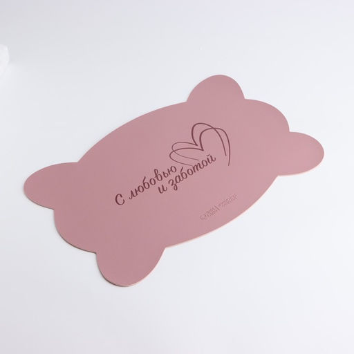 Коврик под миску форменный Кость, 39,5 х 25 см, розовый - Пушистое счастье фото 3