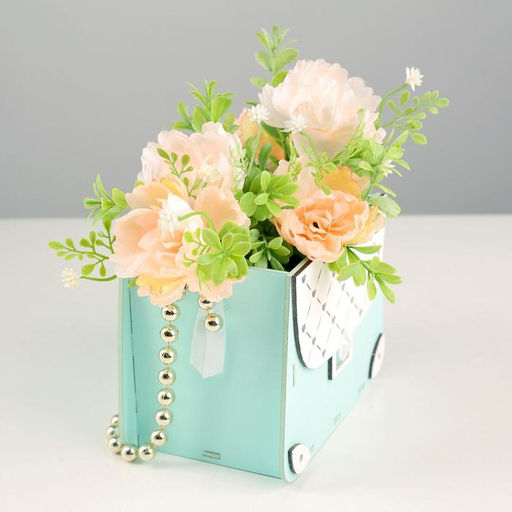 Кашпо деревянное 15,5х10х12 см Сумочка, тиффани пастель-белый - Дарим красиво фото 2