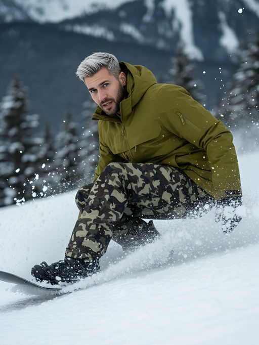 Горнолыжный костюм мужской зимний цвета хаки 02412Kh