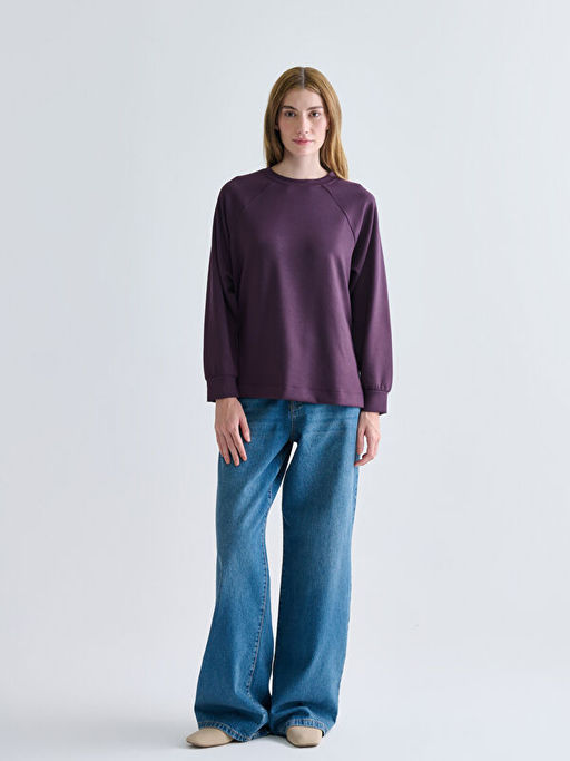 Bisiklet Yaka Oversize Kad?n Sweatshirt Tunik