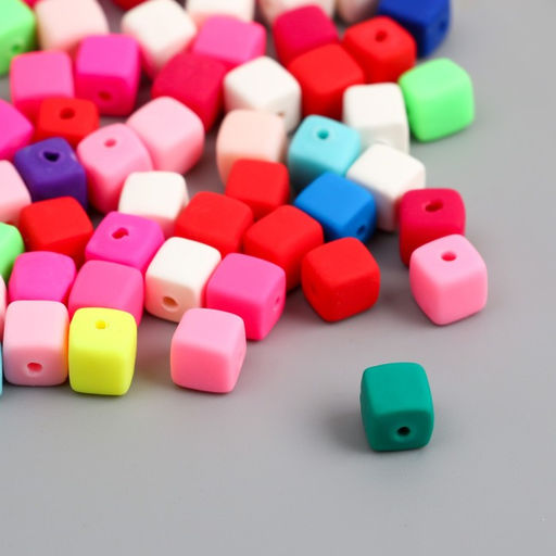 Бусины для творчества PVC «Кубики. Яркий карнавал», набор 62 шт., 0.6×0.6×0.6 см