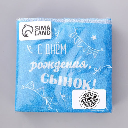 Цена за 2 шт. Салфетки бумажные «С днём рождения, сынок», однослойные, 24×24 см, 20 шт.